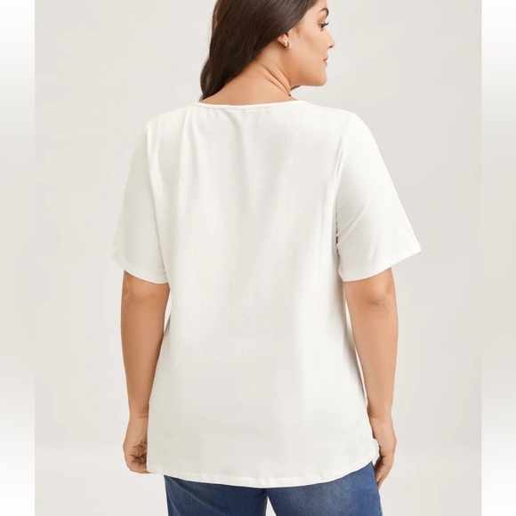 BloomChic Plus Size 3XL Cotton V Neck Plain Basic T-shirt us22-24 - Picture 2 of 5